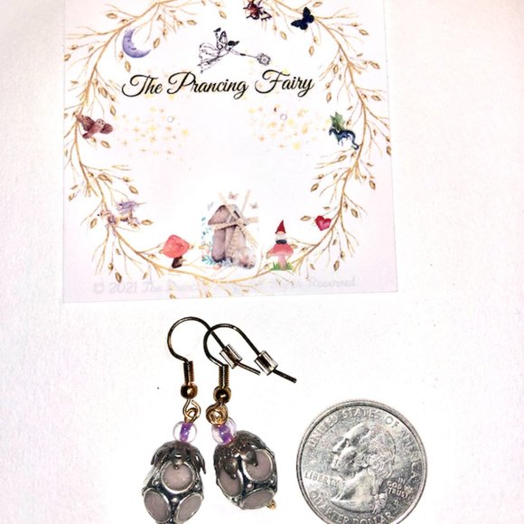 Elegant Dangle Earrings with Abolone accents Fairy Berry Earrings - Picture 1 of 4